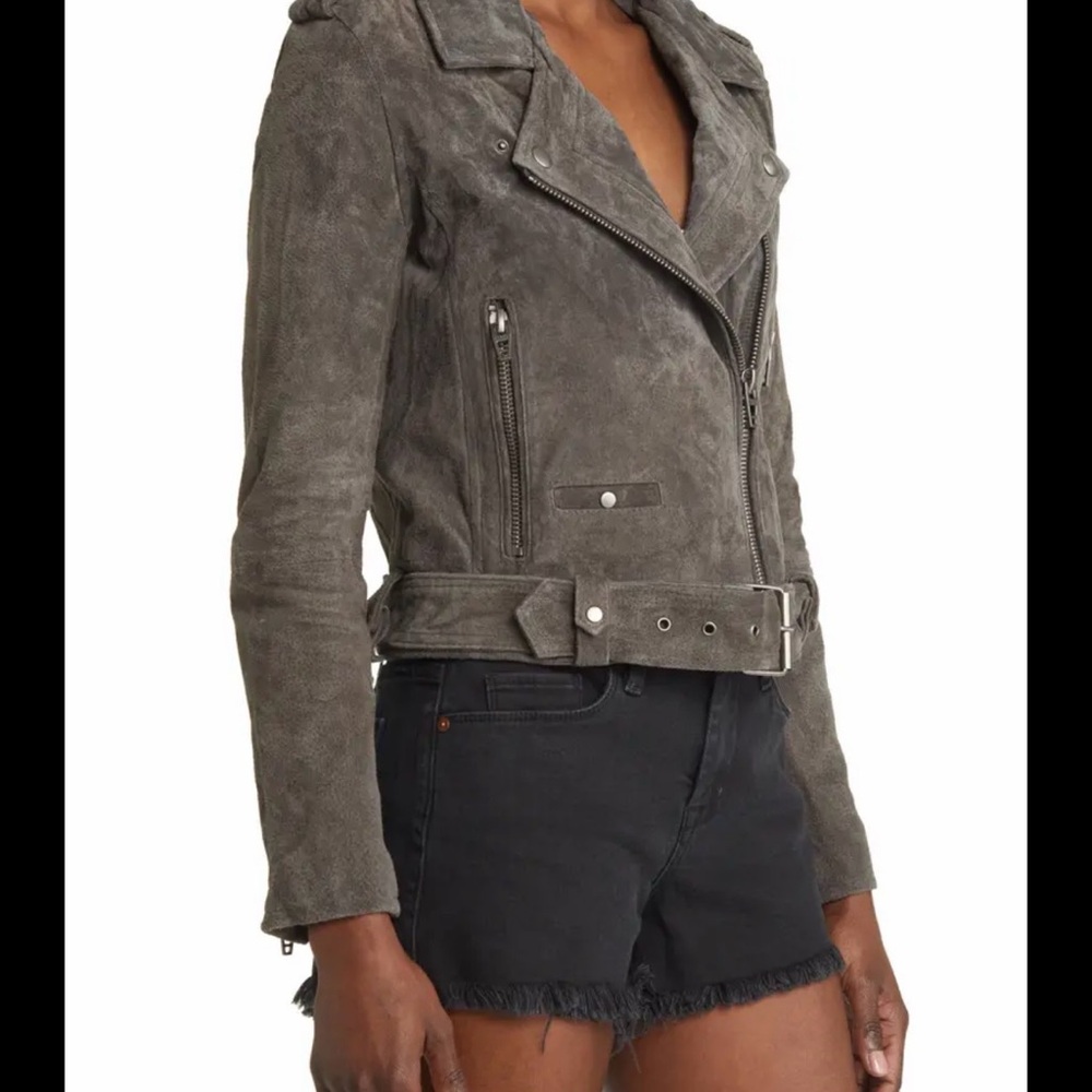 Blank NYC Gray Suede Moto Jacket with Belted Waist. LIKE NEW!!